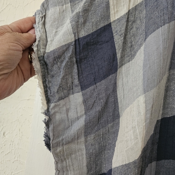 POL Women’s Blue and White Buffalo Check Oversized Top Sz Small Coastal Cowgirl - Picture 3 of 8